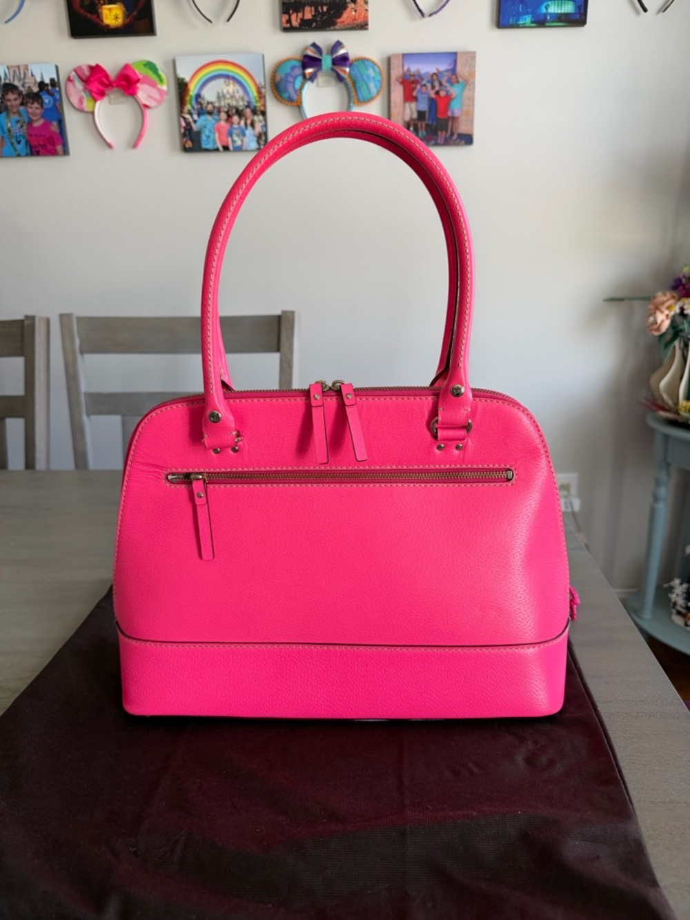 Kate Spade hot pink leather tote bag purse - Picture 4 of 16